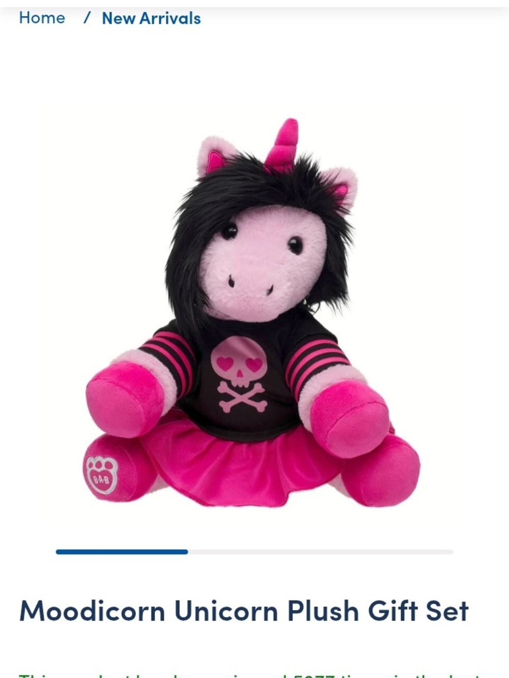 Build-A-Bear Pink and Black Moodicorn Unicorn Plush